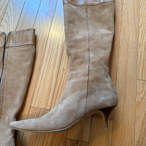 Banana Republic Tall suede & leather boots, tan, kitten heel, size 7, stunning! - Picture 11 of 16